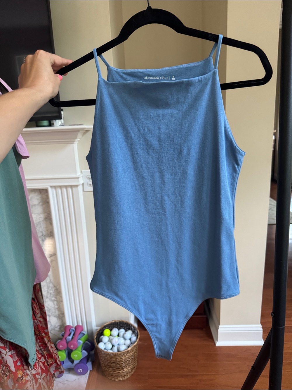 Abercrombie & Fitch Sky Blue Ribbed Tank Bodysuit